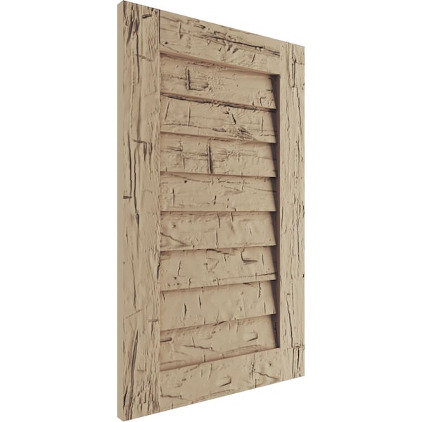 Timberthane Hand Hewn Vertical Faux Wood Non-Functional Gable Vent, Primed Tan, 12W X 42H